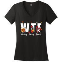 Funny Whiskey Turkey Family Bourbon Lovers Thanksgiving Women's V-Neck T-Shirt