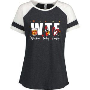 Funny Whiskey Turkey Family Bourbon Lovers Thanksgiving Enza Ladies Jersey Colorblock Tee