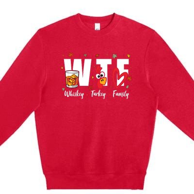 Funny Whiskey Turkey Family Bourbon Lovers Thanksgiving Premium Crewneck Sweatshirt