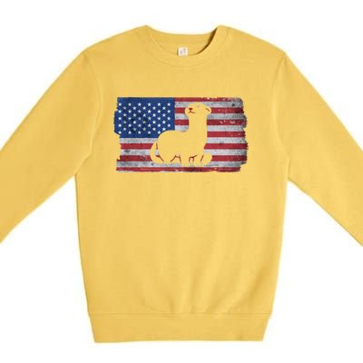 Ferret With The Usa Flag United States Of America Retro Gift Premium Crewneck Sweatshirt