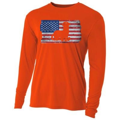 Ferret With The Usa Flag United States Of America Retro Gift Cooling Performance Long Sleeve Crew