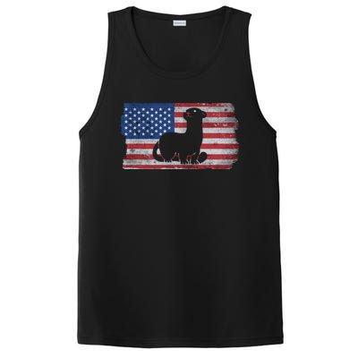 Ferret With The Usa Flag United States Of America Retro Gift PosiCharge Competitor Tank