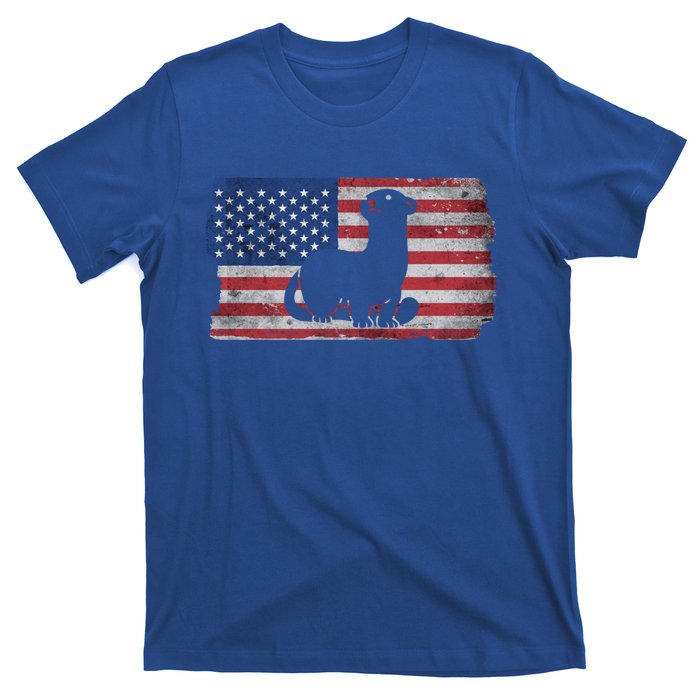 Ferret With The Usa Flag United States Of America Retro Gift T-Shirt