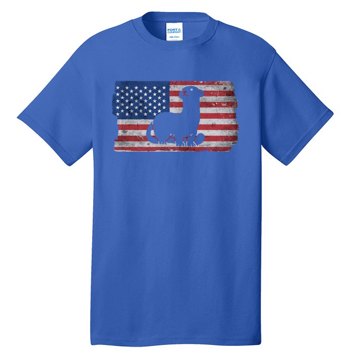 Ferret With The Usa Flag United States Of America Retro Gift Tall T-Shirt