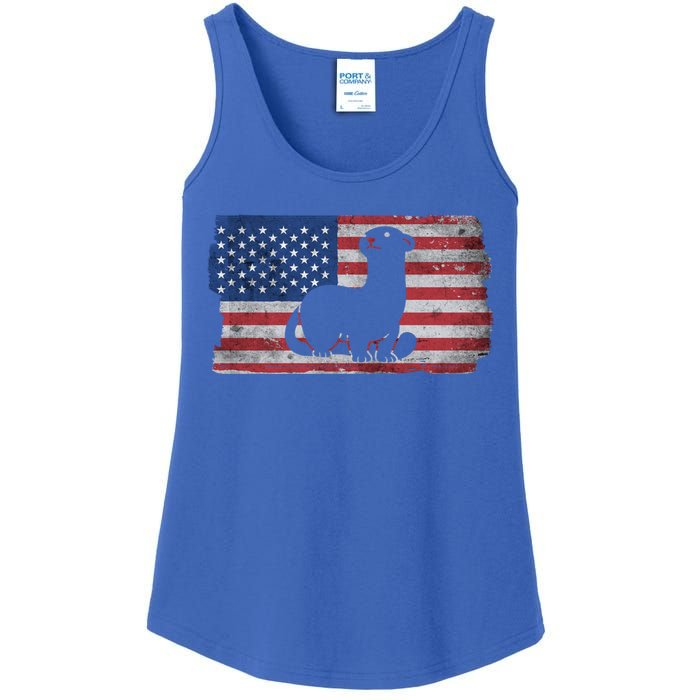 Ferret With The Usa Flag United States Of America Retro Gift Ladies Essential Tank