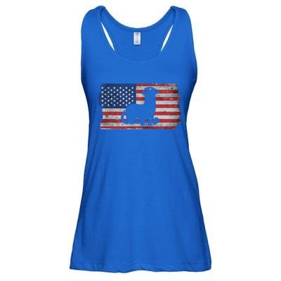 Ferret With The Usa Flag United States Of America Retro Gift Ladies Essential Flowy Tank