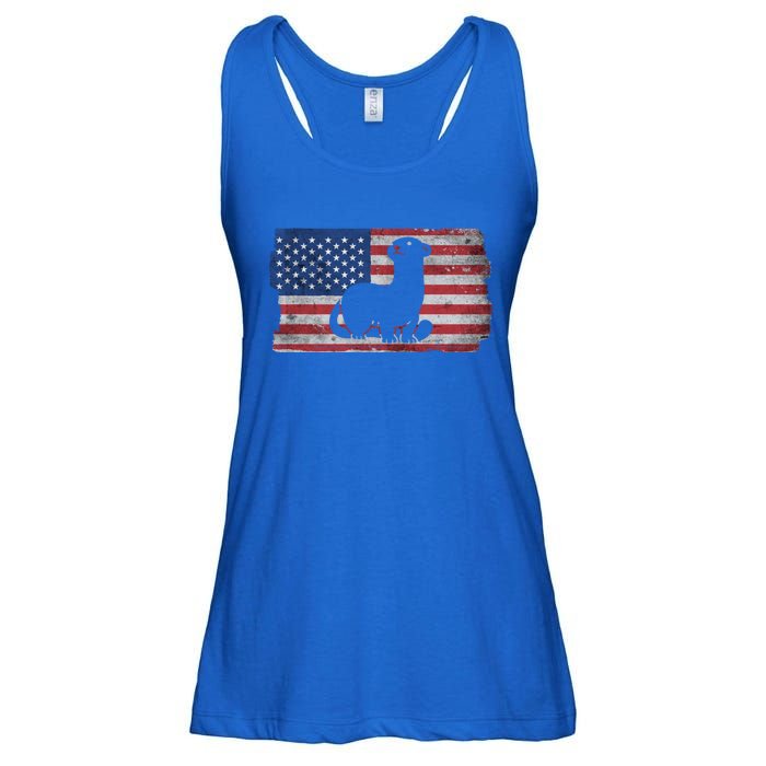 Ferret With The Usa Flag United States Of America Retro Gift Ladies Essential Flowy Tank