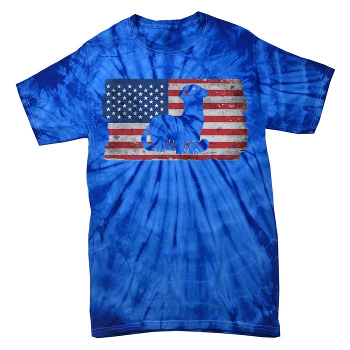 Ferret With The Usa Flag United States Of America Retro Gift Tie-Dye T-Shirt