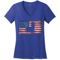 Ferret With The Usa Flag United States Of America Retro Gift Women's V-Neck T-Shirt