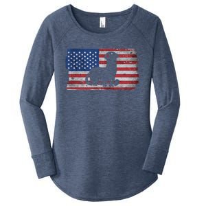 Ferret With The Usa Flag United States Of America Retro Gift Women's Perfect Tri Tunic Long Sleeve Shirt