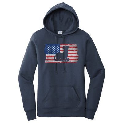 Ferret With The Usa Flag United States Of America Retro Gift Women's Pullover Hoodie