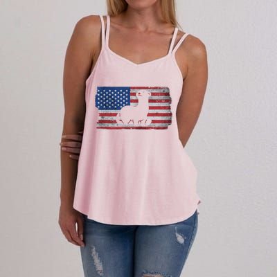 Ferret With The Usa Flag United States Of America Retro Gift Women's Strappy Tank