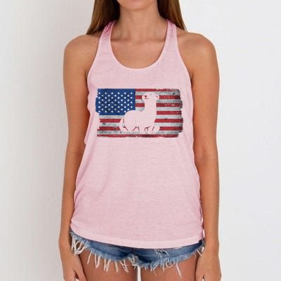 Ferret With The Usa Flag United States Of America Retro Gift Women's Knotted Racerback Tank