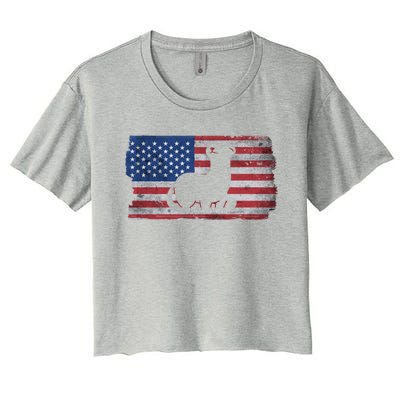 Ferret With The Usa Flag United States Of America Retro Gift Women's Crop Top Tee