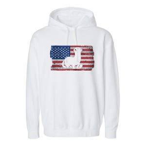 Ferret With The Usa Flag United States Of America Retro Gift Garment-Dyed Fleece Hoodie