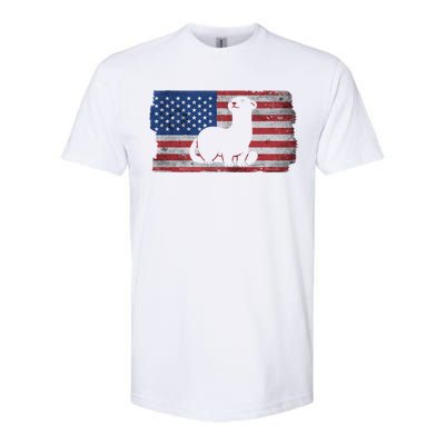 Ferret With The Usa Flag United States Of America Retro Gift Softstyle CVC T-Shirt