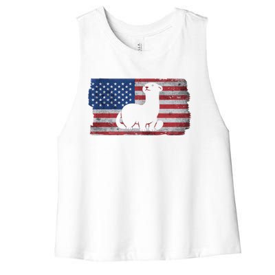 Ferret With The Usa Flag United States Of America Retro Gift Women's Racerback Cropped Tank