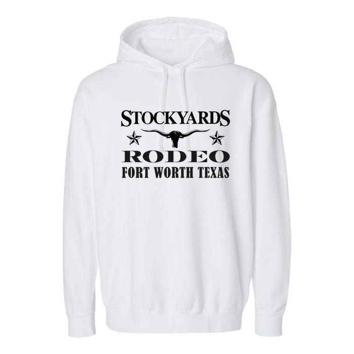 Fort Worth Texas Stockyards And Rodeo Cowboy Design Garment-Dyed Fleece Hoodie