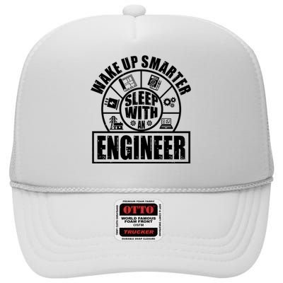 Funny Wake Up Smarter Sleep With A Engineer High Crown Mesh Back Trucker Hat