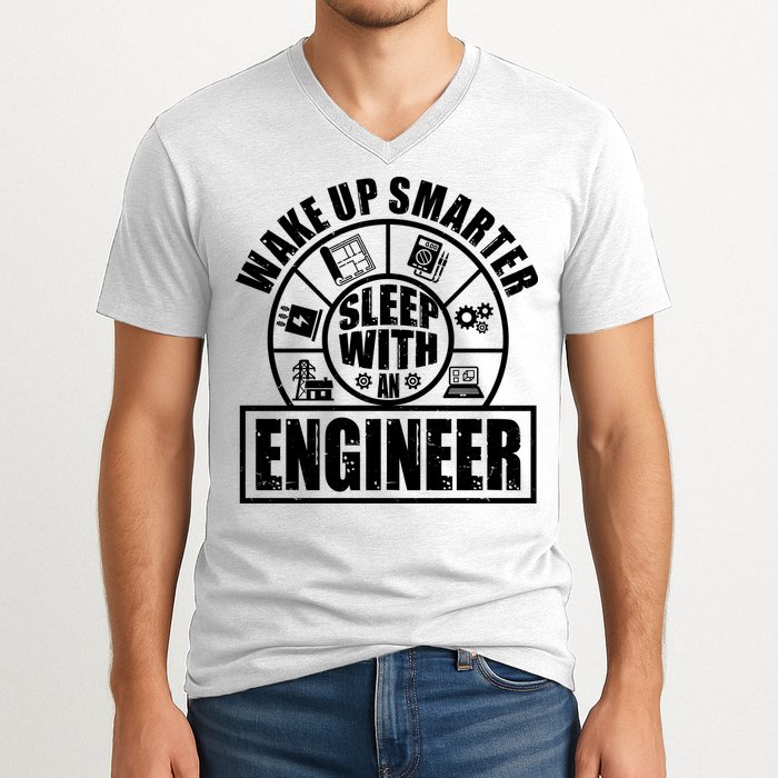 Funny Wake Up Smarter Sleep With A Engineer V-Neck T-Shirt