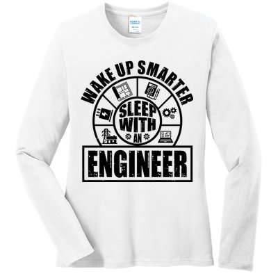Funny Wake Up Smarter Sleep With A Engineer Ladies Long Sleeve Shirt
