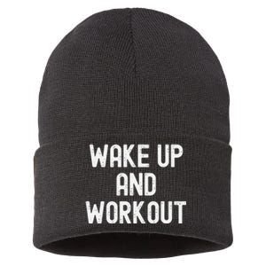 Funny Wake Up And Workout Gift Sustainable Knit Beanie