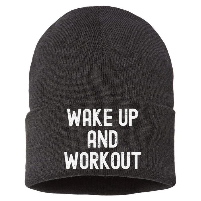 Funny Wake Up And Workout Gift Sustainable Knit Beanie