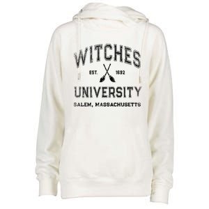 Funny Witches University Salem Massachusetts Witch College Womens Funnel Neck Pullover Hood