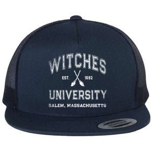 Funny Witches University Salem Massachusetts Witch College Flat Bill Trucker Hat