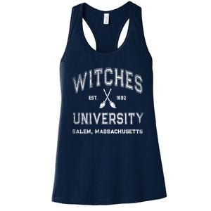 Funny Witches University Salem Massachusetts Witch College Women's Racerback Tank