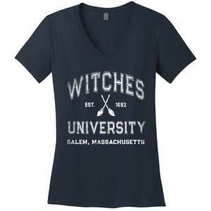 Funny Witches University Salem Massachusetts Witch College Women's V-Neck T-Shirt