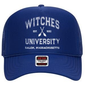 Funny Witches University Salem Massachusetts Witch College High Crown Mesh Back Trucker Hat