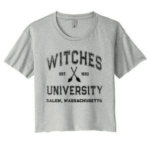 Funny Witches University Salem Massachusetts Witch College Women's Crop Top Tee