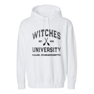 Funny Witches University Salem Massachusetts Witch College Garment-Dyed Fleece Hoodie