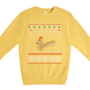 Frohe WuffnäChs Ugly Christmas Sweater Dachshund Woofmas Gift Premium Crewneck Sweatshirt