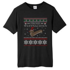 Frohe WuffnäChs Ugly Christmas Sweater Dachshund Woofmas Gift Tall Fusion ChromaSoft Performance T-Shirt