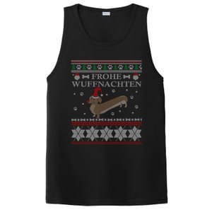 Frohe WuffnäChs Ugly Christmas Sweater Dachshund Woofmas Gift PosiCharge Competitor Tank