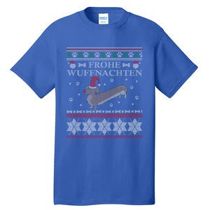 Frohe WuffnäChs Ugly Christmas Sweater Dachshund Woofmas Gift Tall T-Shirt