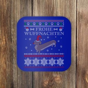 Frohe WuffnäChs Ugly Christmas Sweater Dachshund Woofmas Gift Coaster