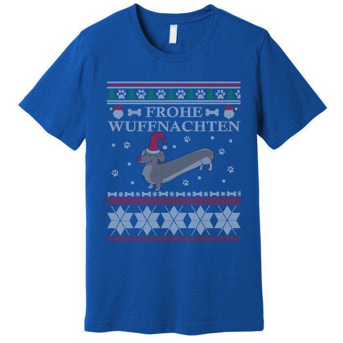 Frohe WuffnäChs Ugly Christmas Sweater Dachshund Woofmas Gift Premium T-Shirt