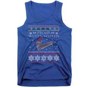 Frohe WuffnäChs Ugly Christmas Sweater Dachshund Woofmas Gift Tank Top