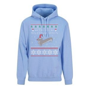 Frohe WuffnäChs Ugly Christmas Sweater Dachshund Woofmas Gift Unisex Surf Hoodie