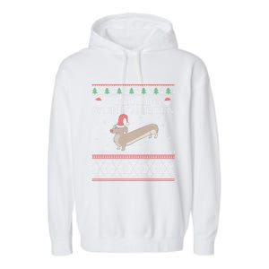 Frohe WuffnäChs Ugly Christmas Sweater Dachshund Woofmas Gift Garment-Dyed Fleece Hoodie