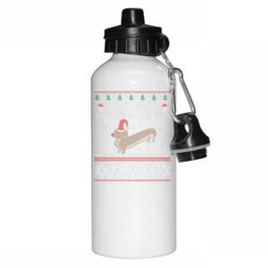 Frohe WuffnäChs Ugly Christmas Sweater Dachshund Woofmas Gift Aluminum Water Bottle