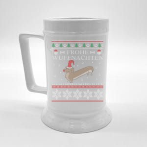 Frohe WuffnäChs Ugly Christmas Sweater Dachshund Woofmas Gift Beer Stein