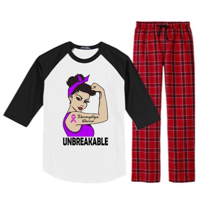 Fibromyalgia Warrior Unbreakable Gift Perfect Strong Gift Raglan Sleeve Pajama Set