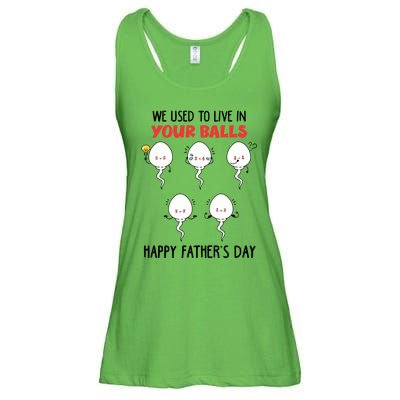 Funny We Used To Live In Your Balls Fathers Day Sperm Daddy Cute Gift Ladies Essential Flowy Tank