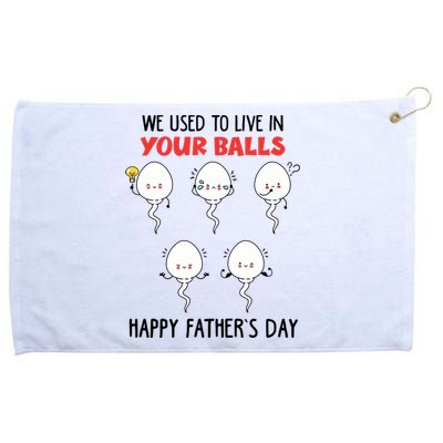 Funny We Used To Live In Your Balls Fathers Day Sperm Daddy Cute Gift Grommeted Golf Towel