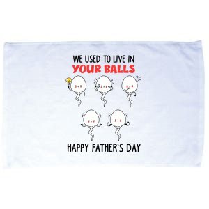 Funny We Used To Live In Your Balls Fathers Day Sperm Daddy Cute Gift Microfiber Hand Towel