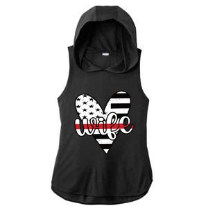 Fire Wife Us Flag Proud Firefighter Wife Funny Gift Ladies PosiCharge Tri-Blend Wicking Draft Hoodie Tank